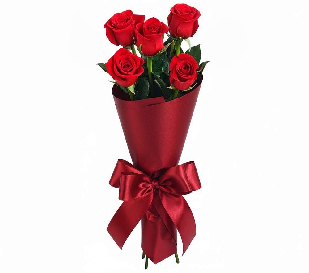 Букет 5 Красных роз Эдлесс Лав в Первомайском Тульской области