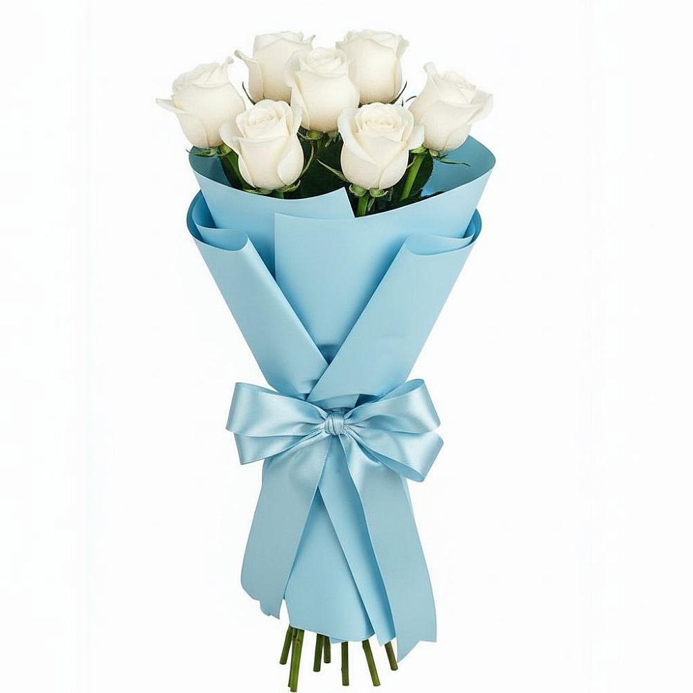 Букет 7 белых роз Проуд в Первомайском Тульской области
