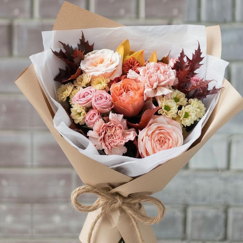 Букет цветов из: Гвоздики, Хризантемы и Розы в Первомайском Тульской области