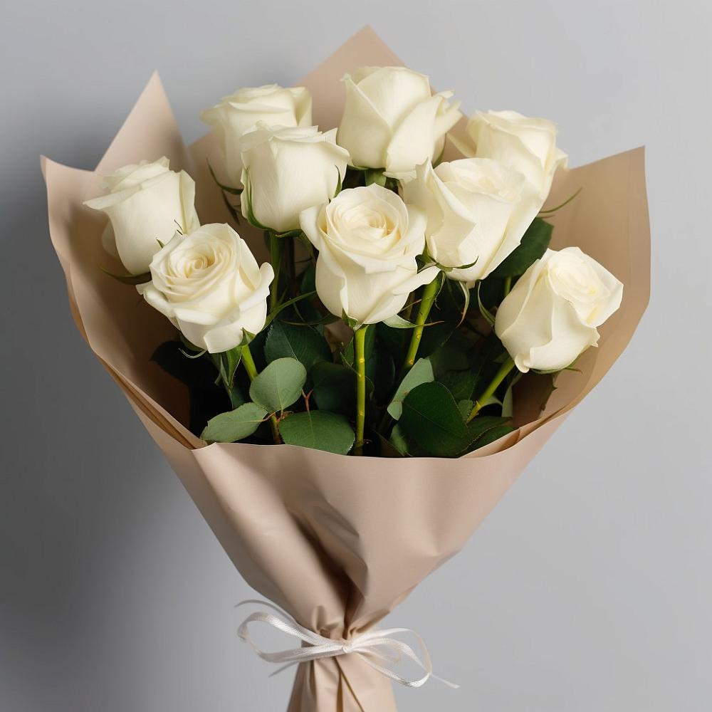 Букет 9 Белых роз Эдлесс Лав в Первомайском Тульской области