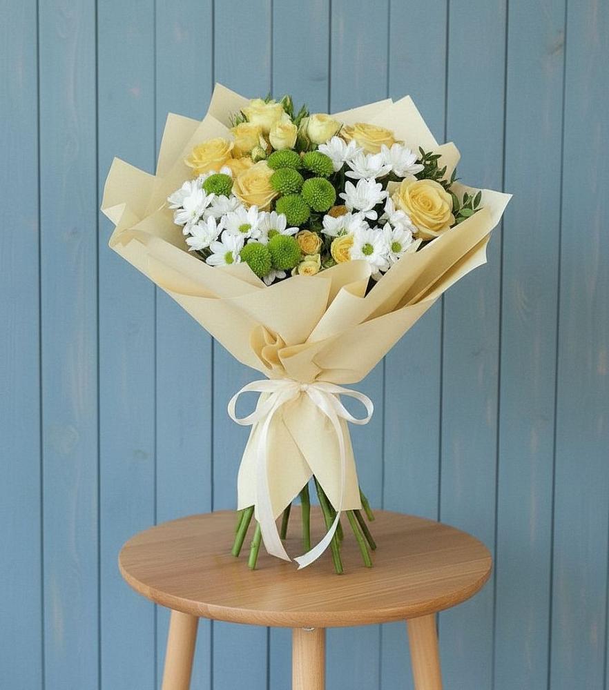 Букет цветов из: Хризантемы и Розы в Первомайском Тульской области