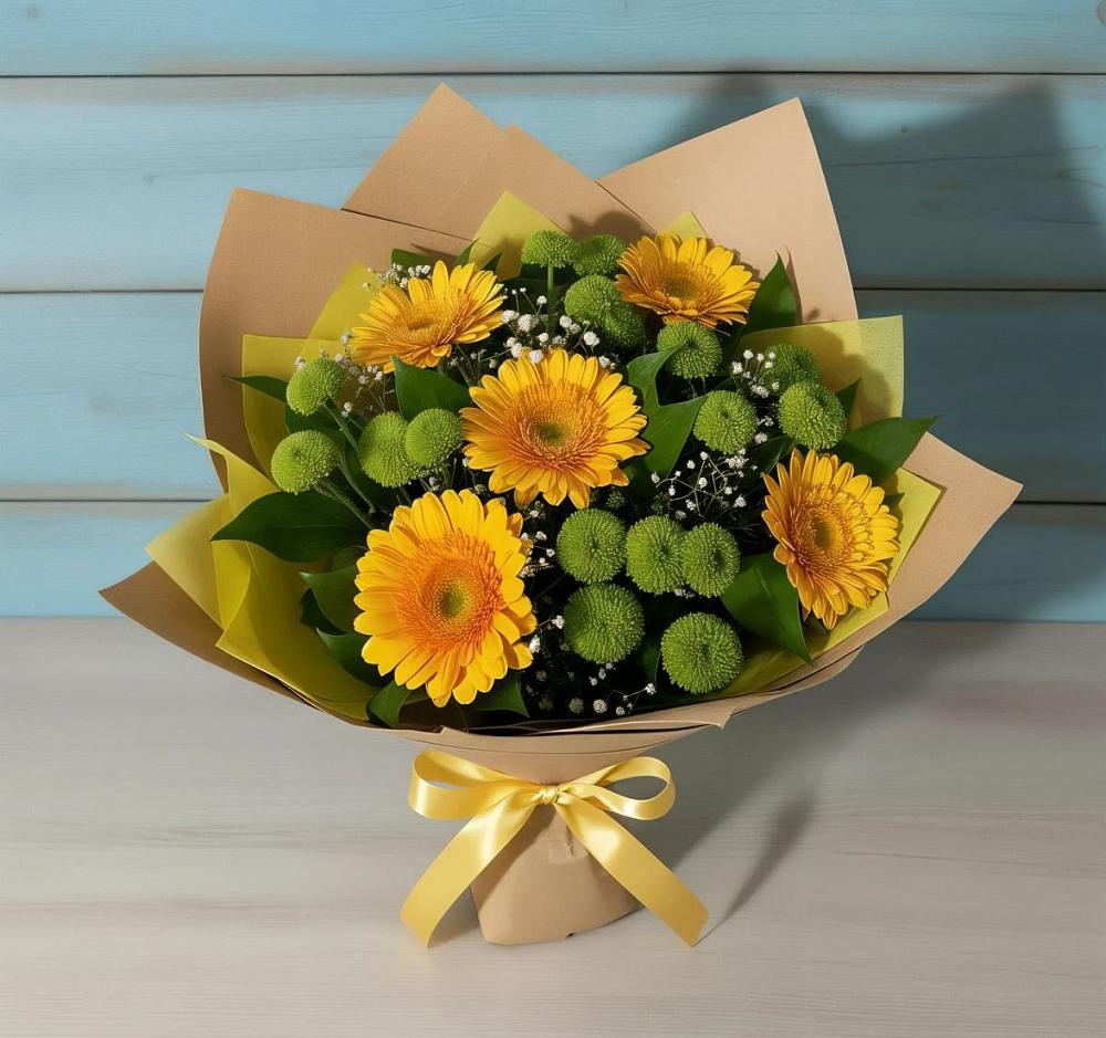 Букет цветов из: Герберы и Хризантемы в Первомайском Тульской области