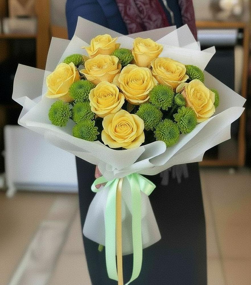 Букет цветов из: Хризантемы и Розы в Первомайском Тульской области