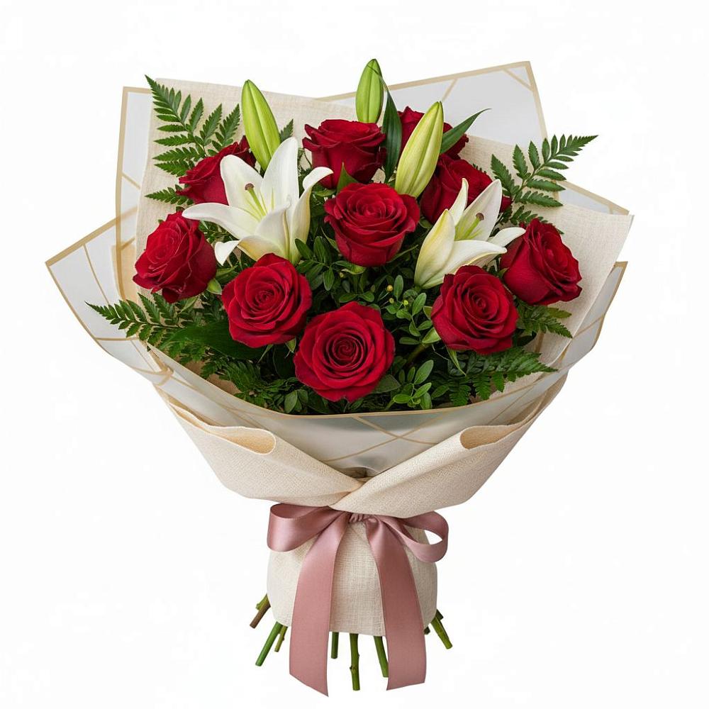 Букет цветов из: Лилии и Розы в Первомайском Тульской области