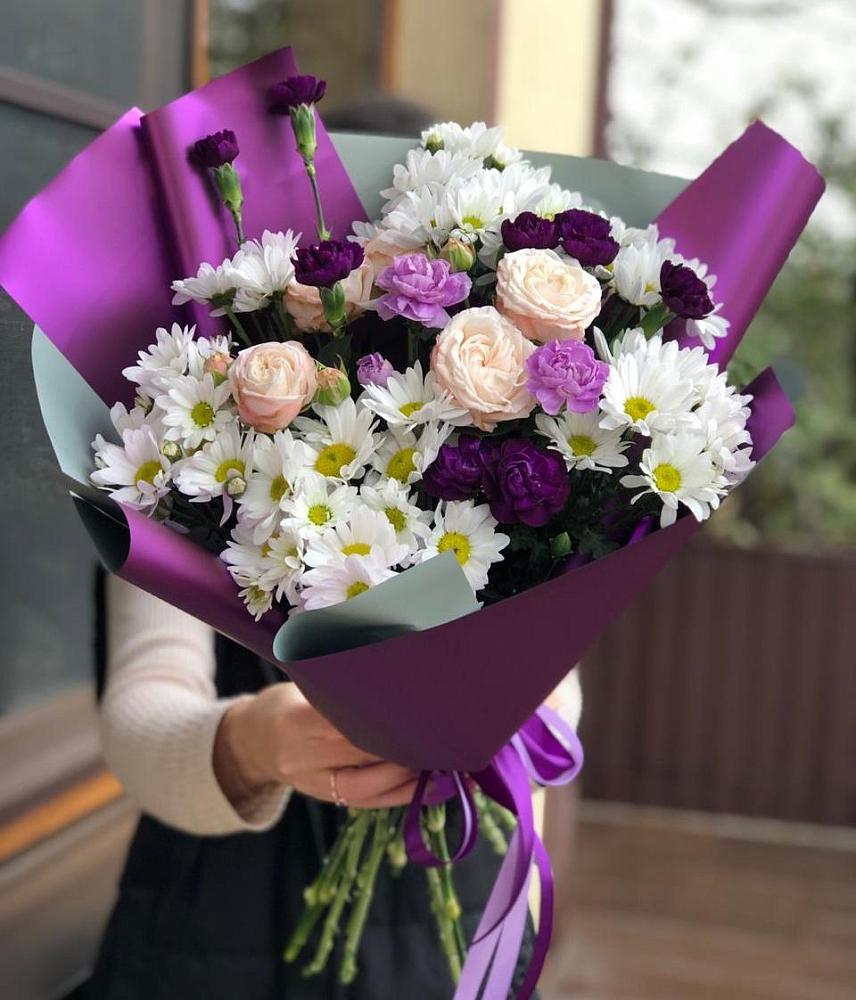 Букет цветов из: Хризантемы, Гвоздики и Розы в Первомайском Тульской области