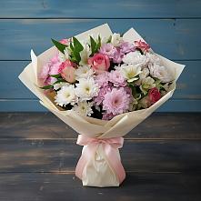 Букет цветов из:  Хризантемы, Альстромерии и Розы в Первомайском Тульской области