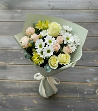 Букет цветов из:  Альстромерии, Розы и Хризантемы в Первомайском Тульской области
