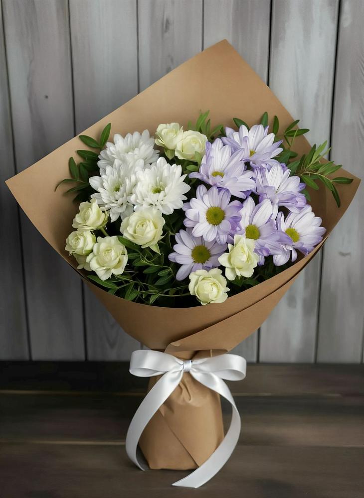 Букет цветов из: Хризантемы и Розы в Первомайском Тульской области
