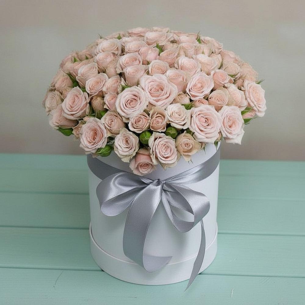 Цветочная композиция из Розы в шляпной коробке в Первомайском Тульской области